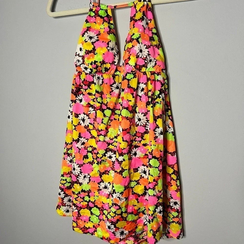 Sears 70s Floral Retro Halter Tankini Top 8
